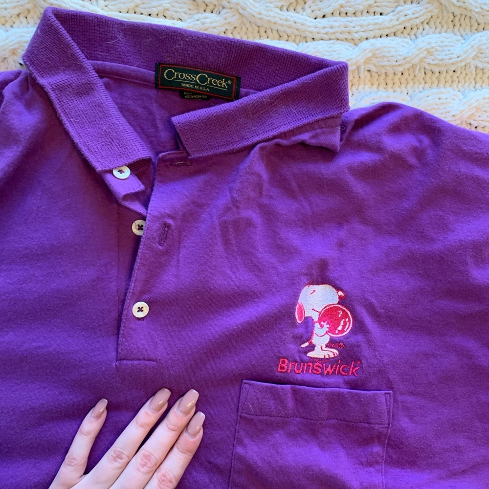 Very fun purple vintage bowling polo